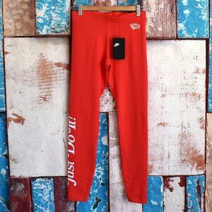 Women's Nike Retro Fem Leggings Tight Fit Activewear Just Do It SMALL Track Red